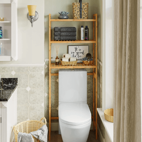 wood over the toilet storage