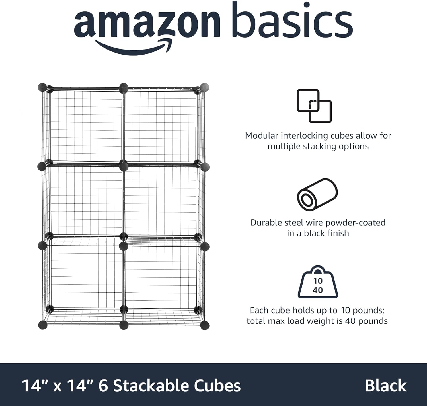 AmazonBasics 6 Wire Cube Storage features