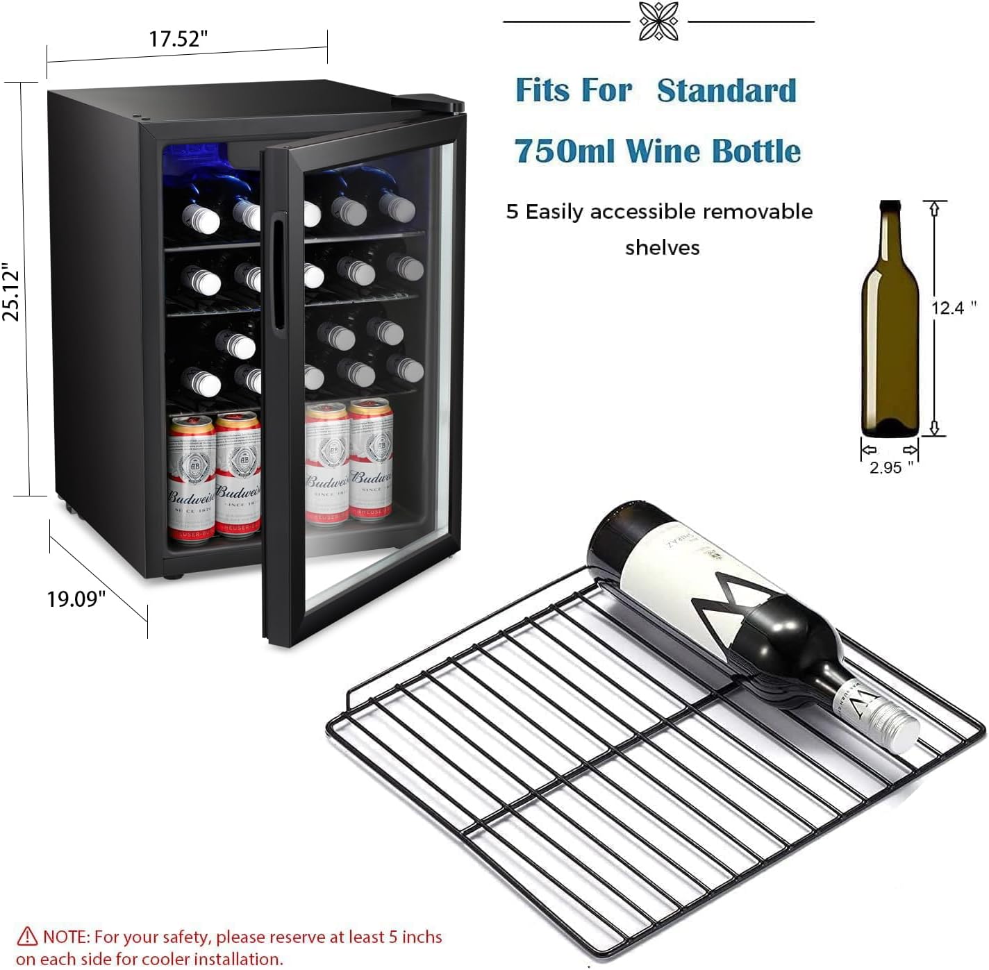 Antarctic Star Wine Cooler 24 Bottle dimensions