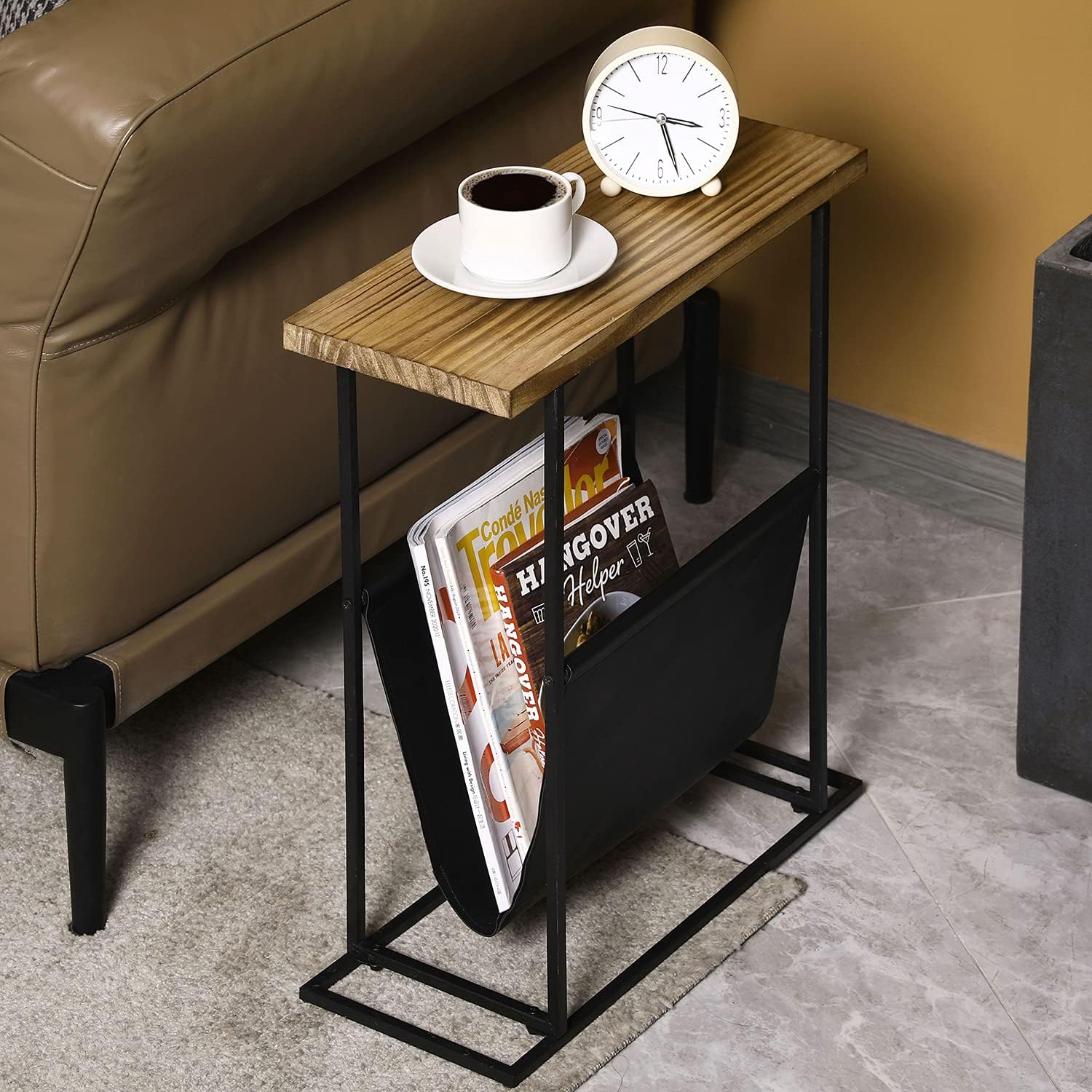MyGift Wood and Metal End Table design