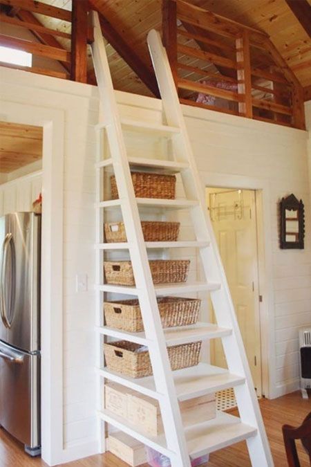 wooden stairs for tiny house