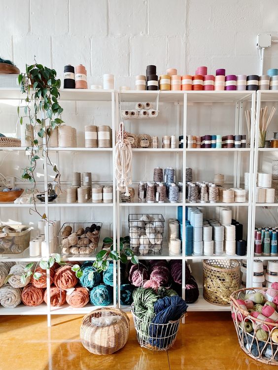 yarn in shelves