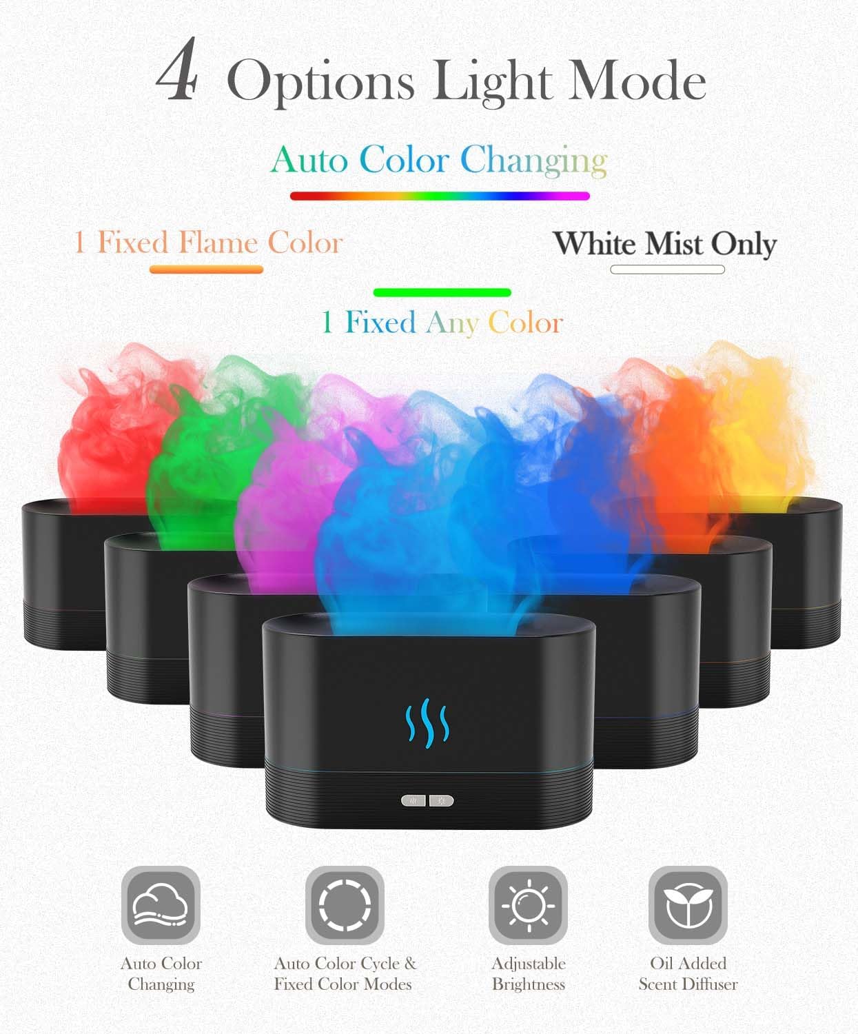 Aegci Flame Mist Humidifier light options