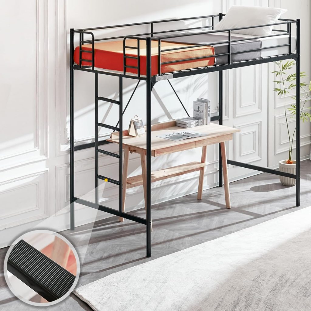 Bonnlo Metal Loft Bed with Stairs