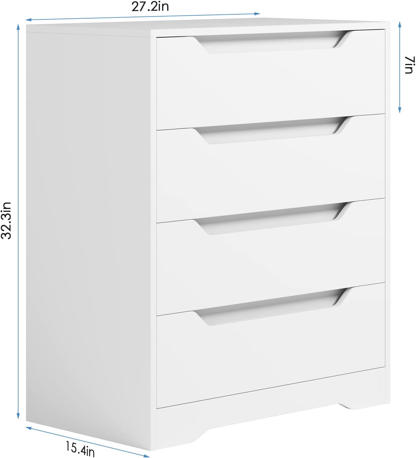 HOSTACK Modern 4 Drawer Dresser dimensions
