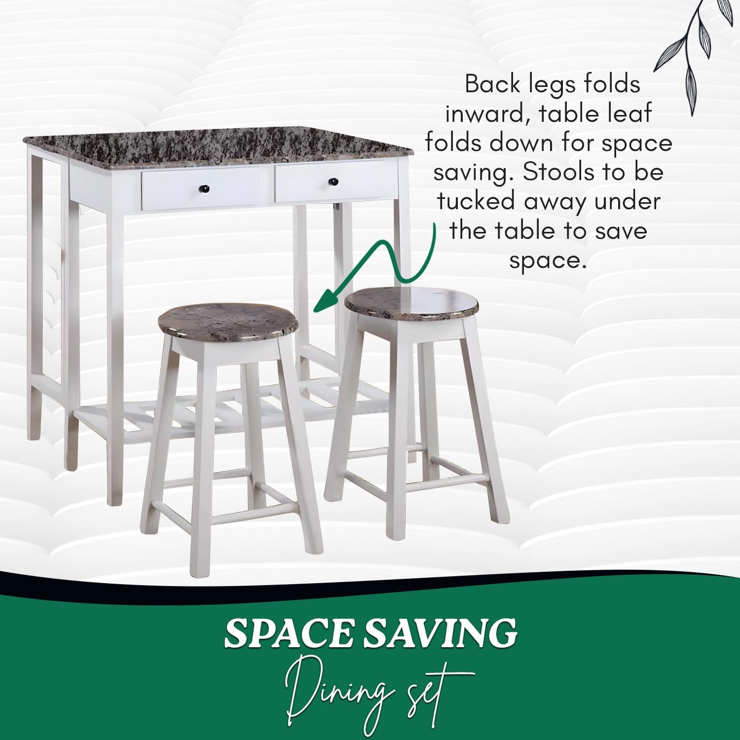 Kings Marble Dining Table Set space saving design
