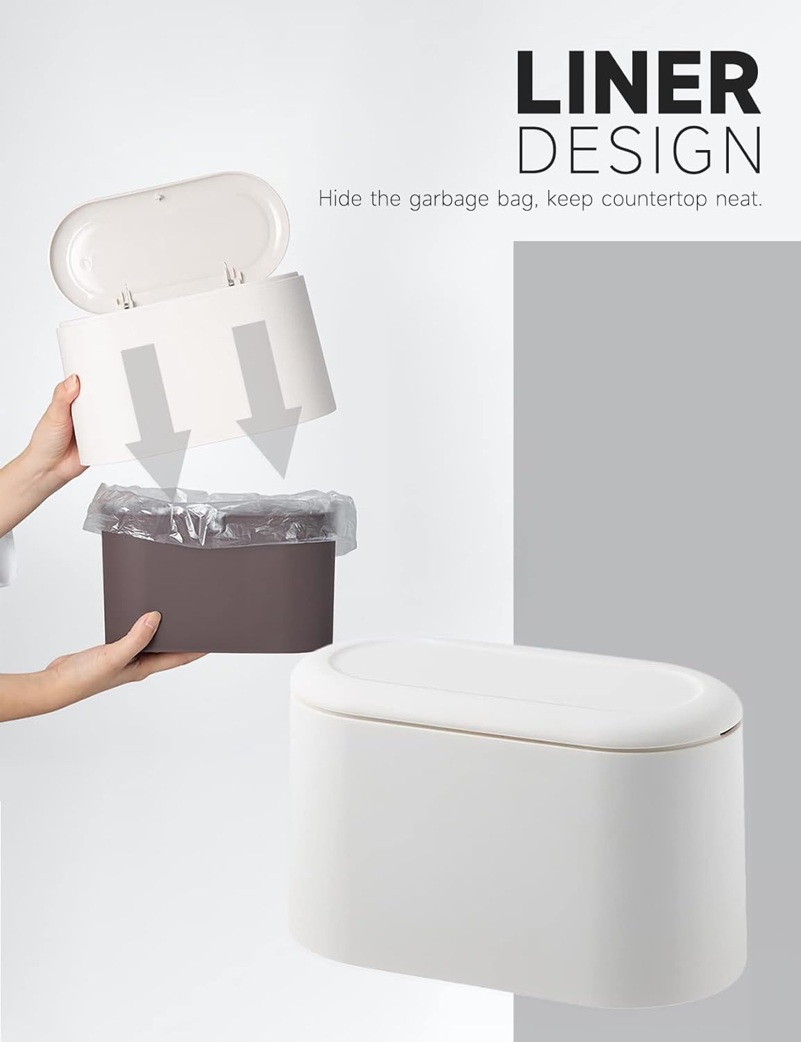 MONGTINGLU Mini Trash Can with Lid design