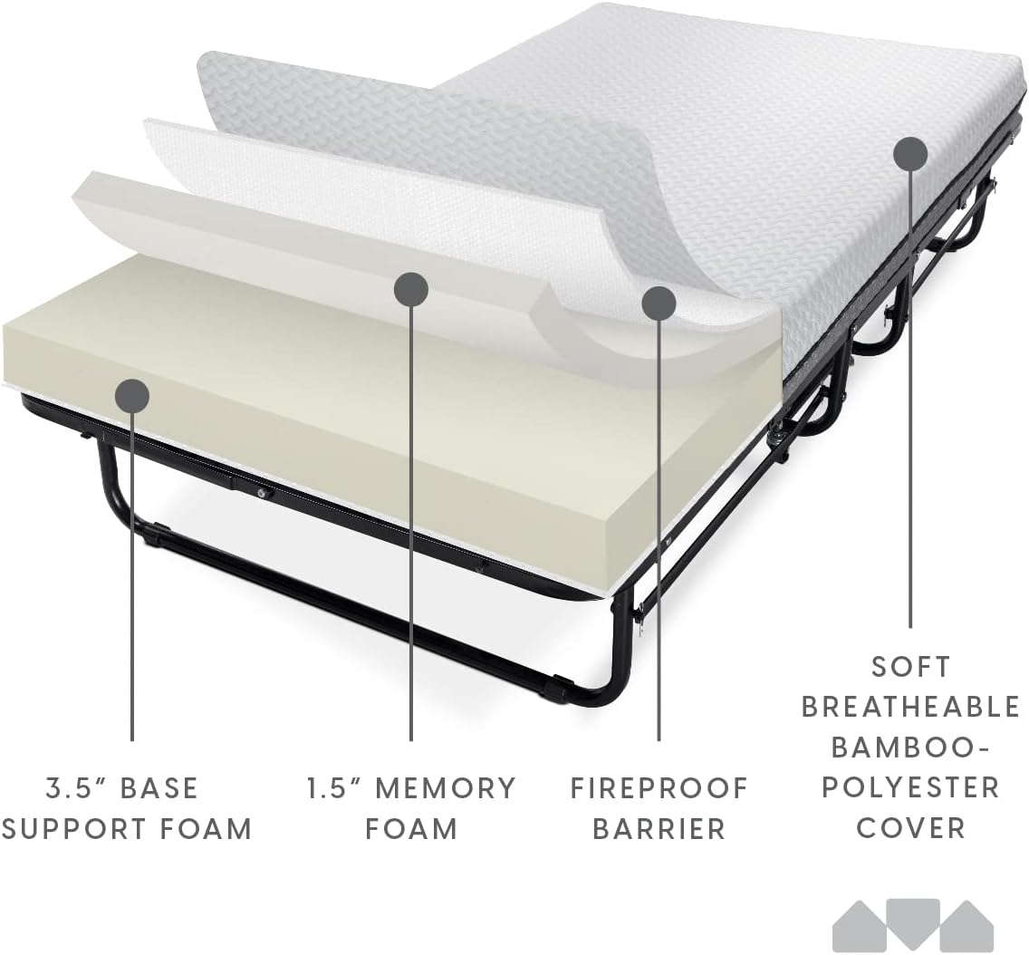 Milliard Diplomat Folding Bed memory foam
