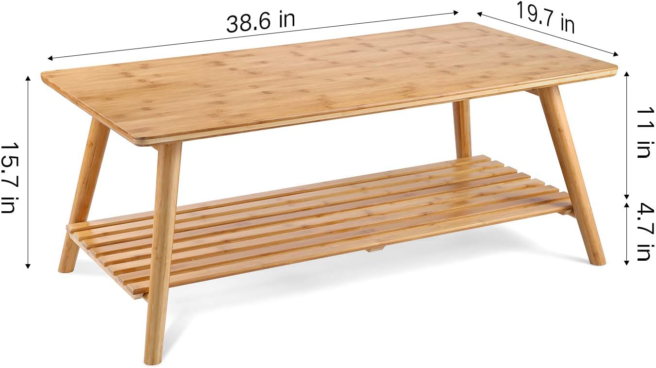 Nnewvante Bamboo Coffee Table dimensions