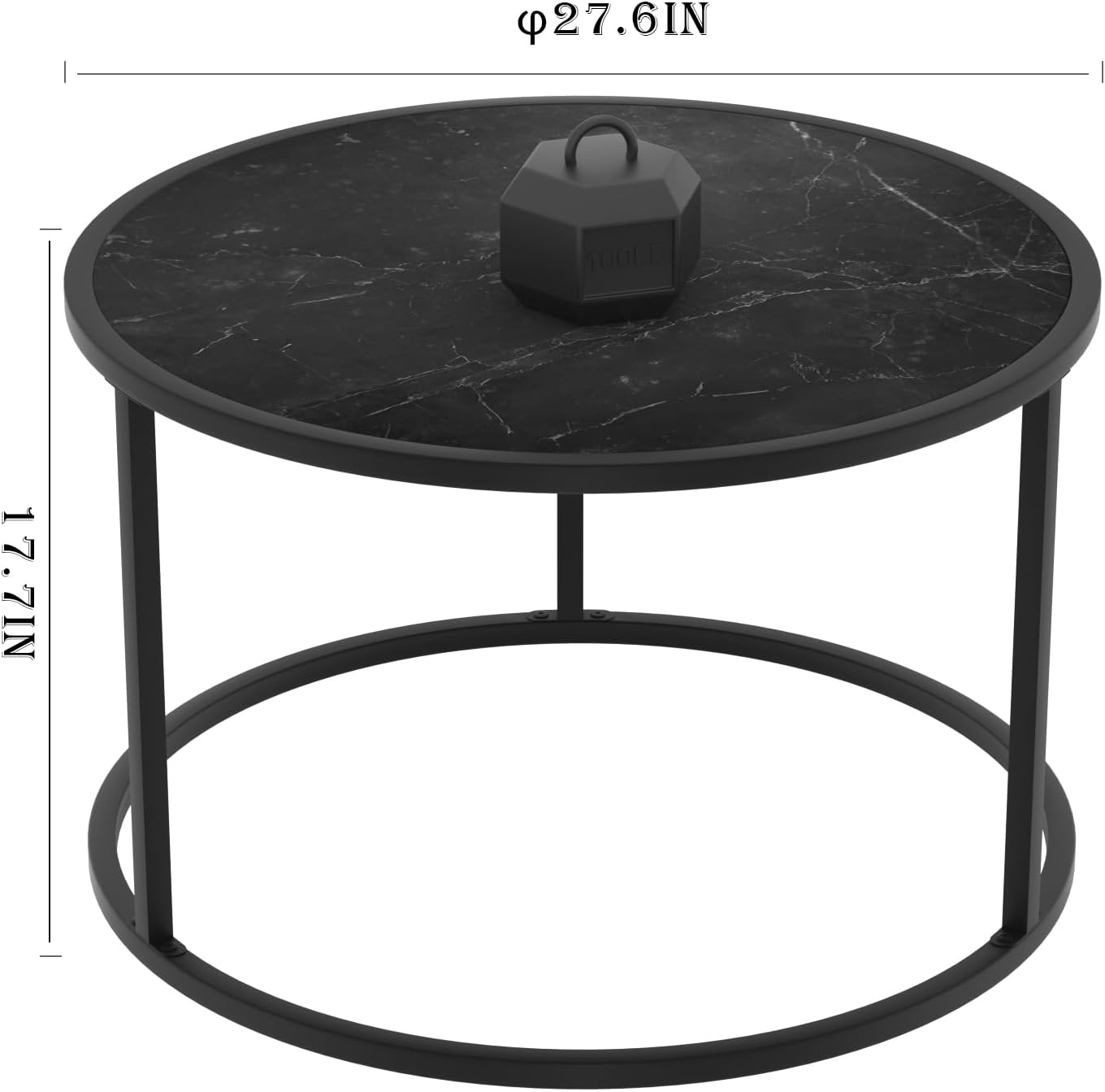 SAYGOER Round Black Marble Coffee Table dimensions