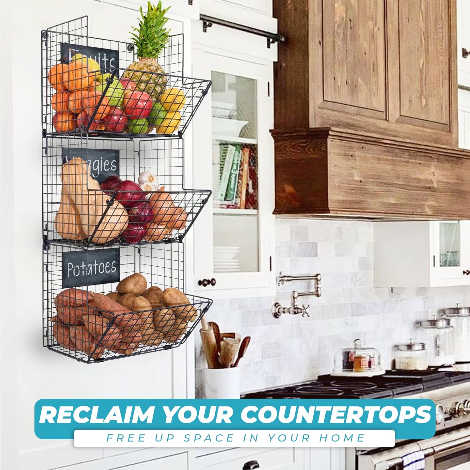 Sarogata 3 Tier Wall Mount Wire Baskets