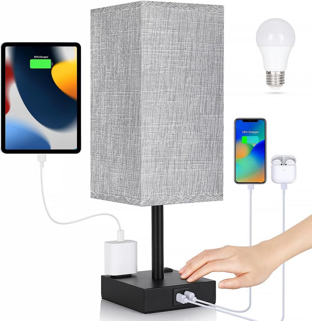 Bedside Lamp with USB Ports