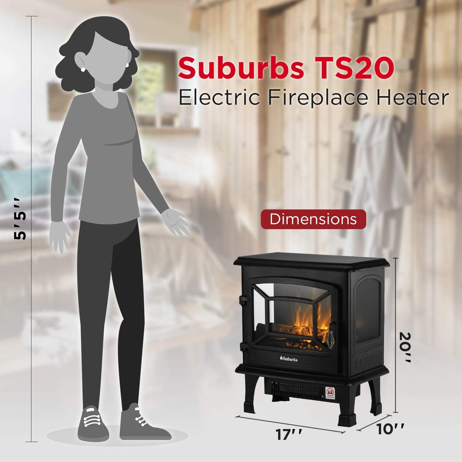 TURBRO Suburbs TS20 Electric Fireplace dimensions