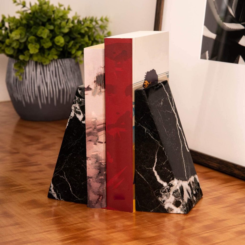 Zebra Marble Bookends