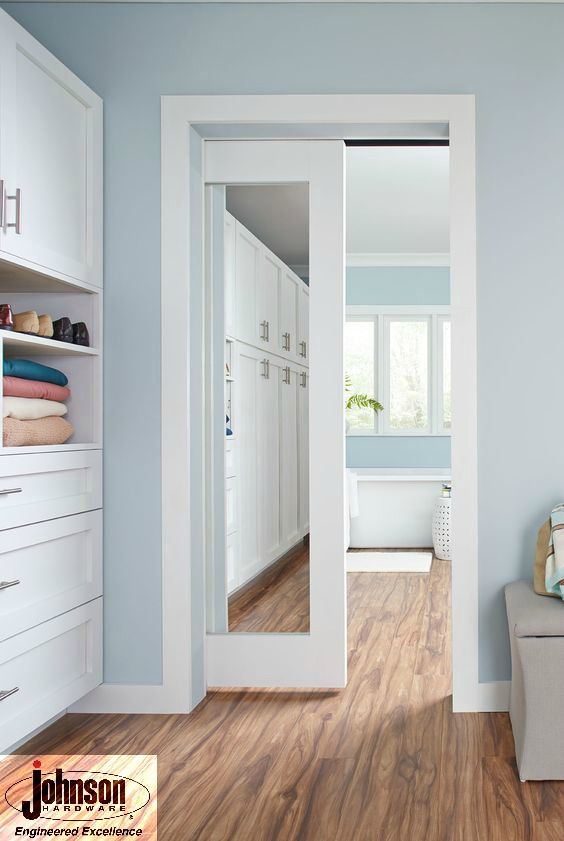sliding pocket door with mirror
