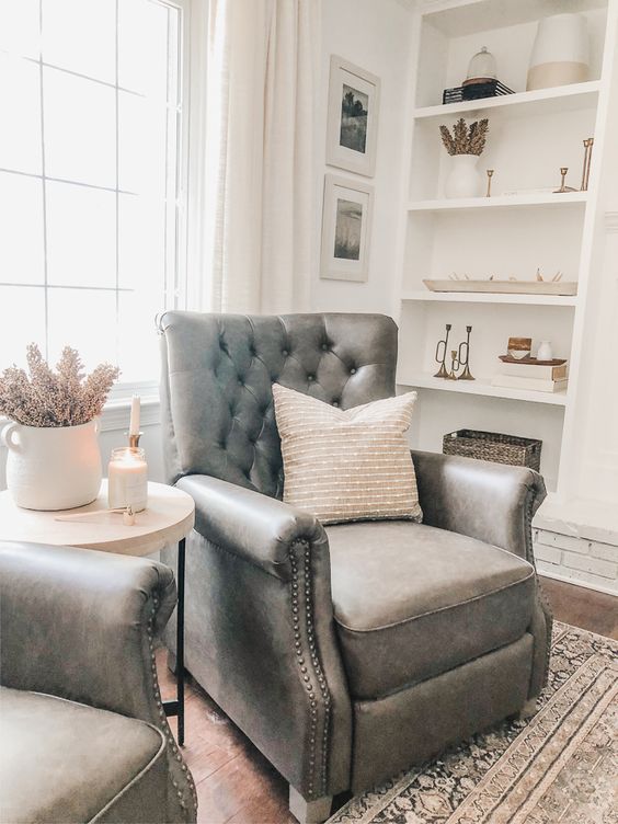 recliner with tall bookcase