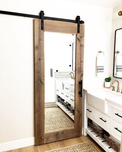bathroom doors with mirror