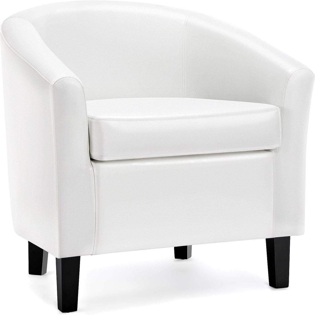 white leather accent chair 