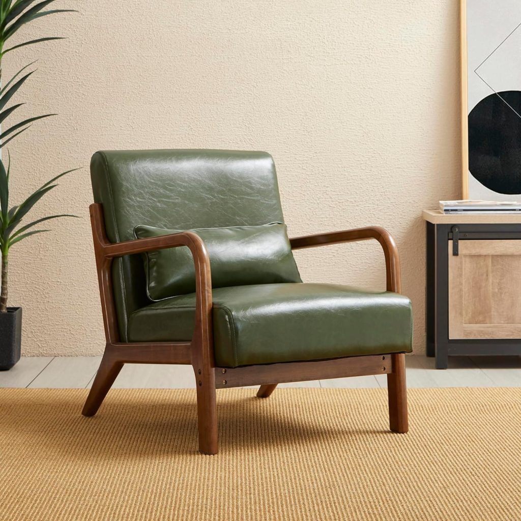 green leather armchair