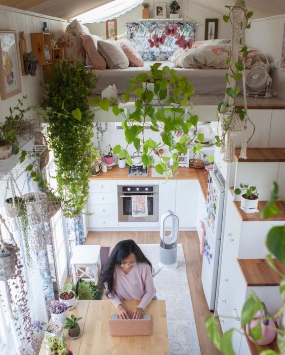 plants in tiny house