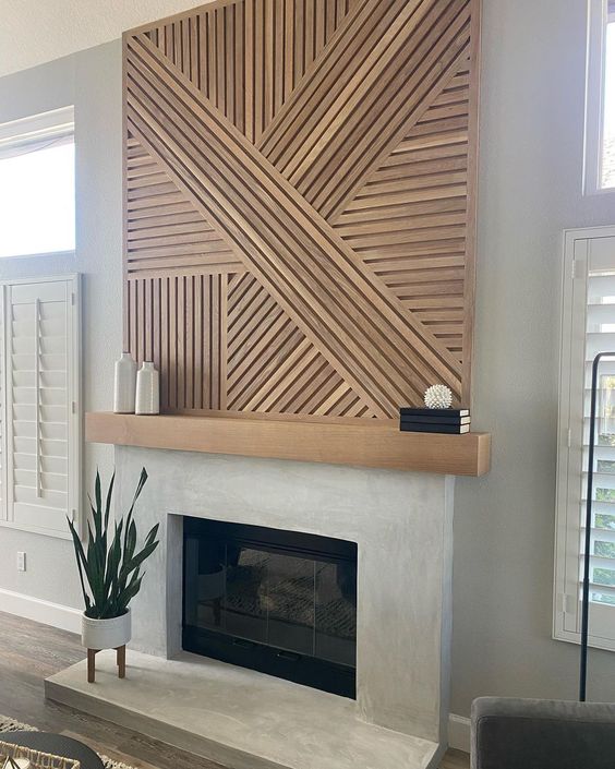 modern shelve on top of the fireplace