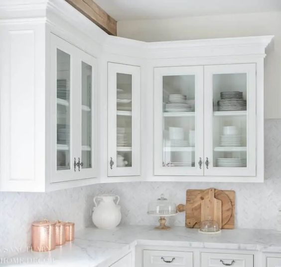 Glass-Front Display corner kitchen Cabinet
