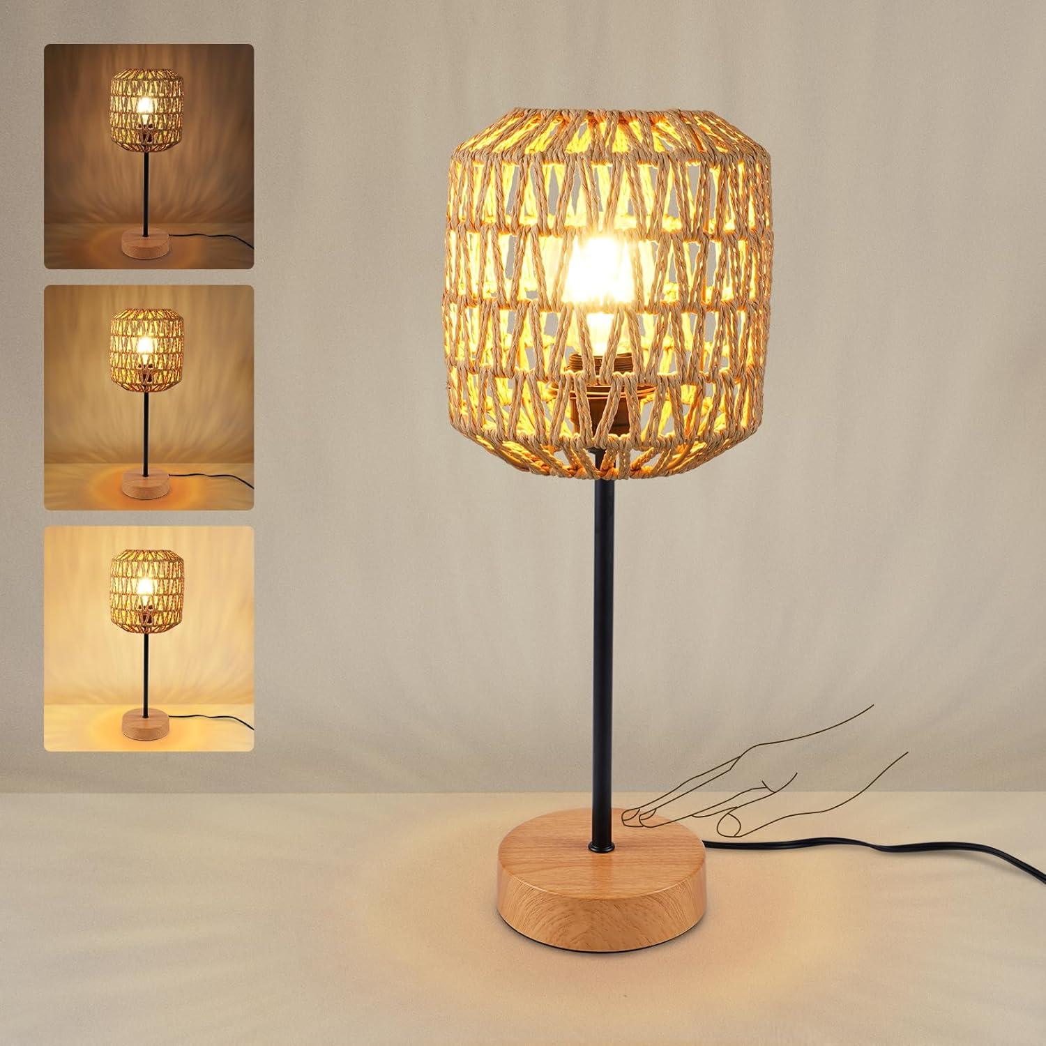 HYMELA N02 Boho Rattan Table Lamp