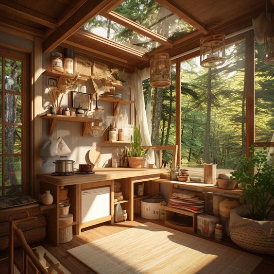 Japanese style tiny home interior