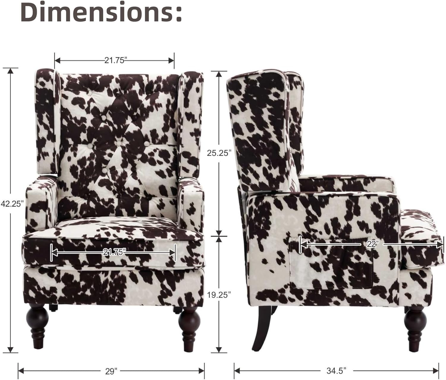 LukeAlon cow armchair dimensions