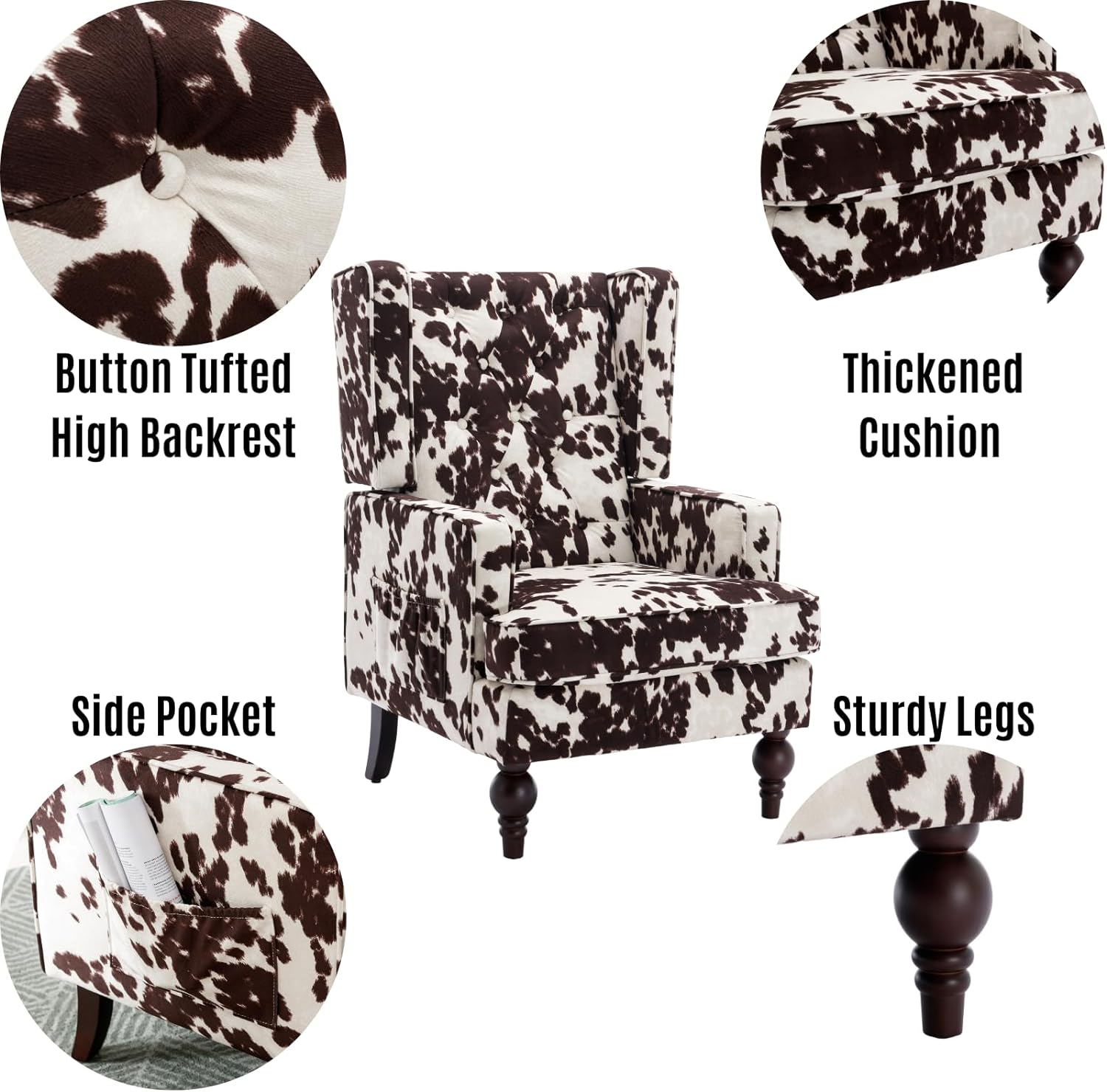 LukeAlon cow armchair features