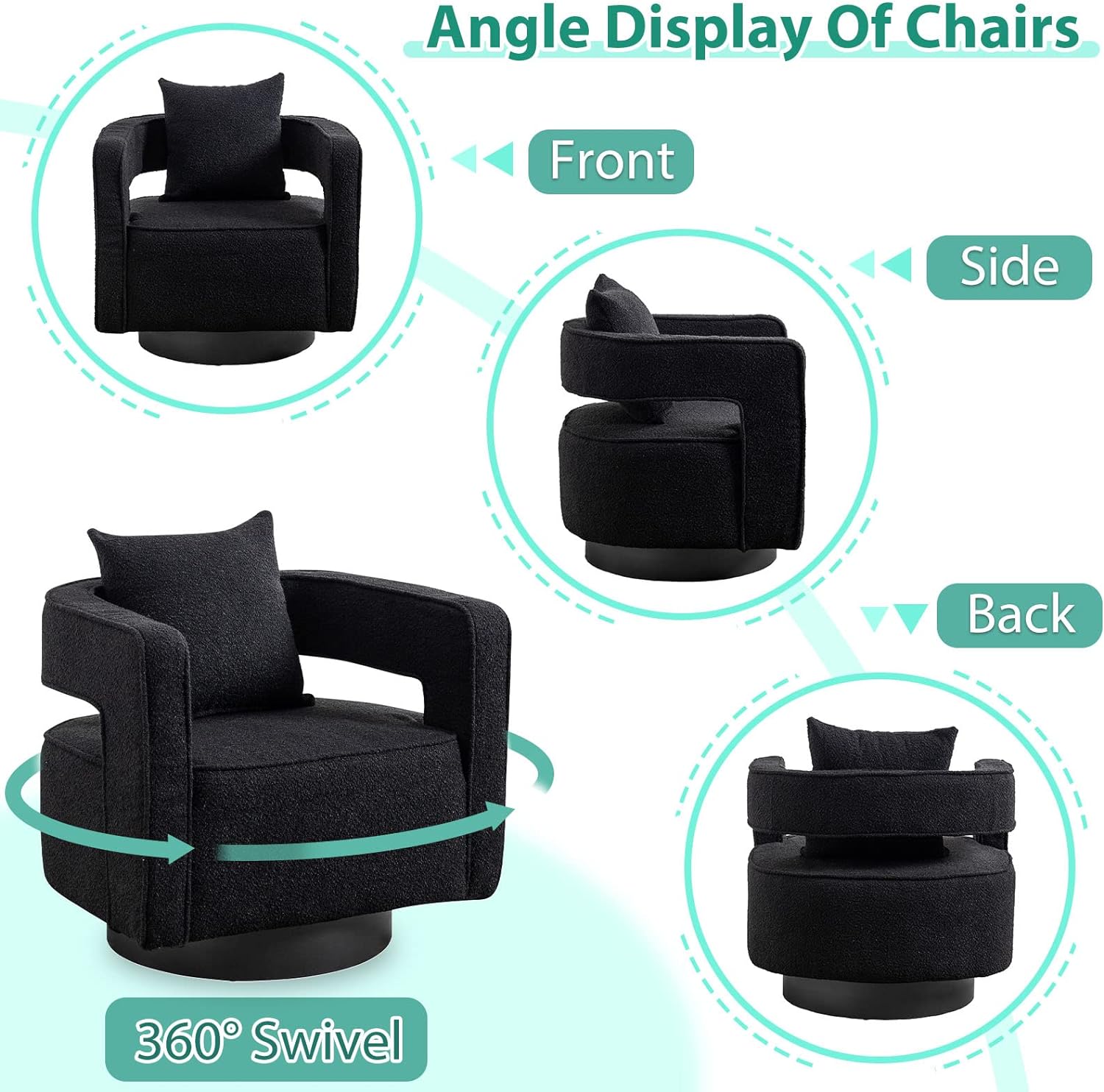 ODUWA swivel base armchair angle displays