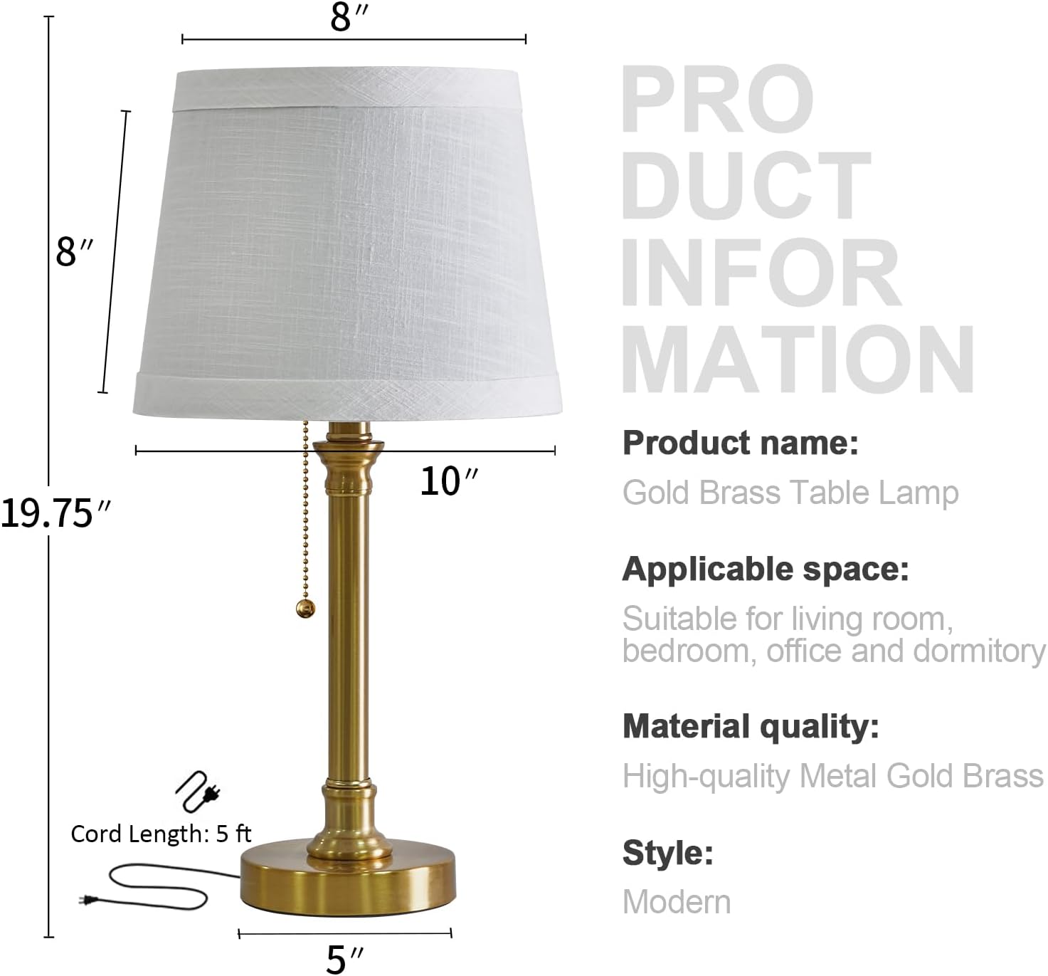 Oneach Brass Table Lamp information