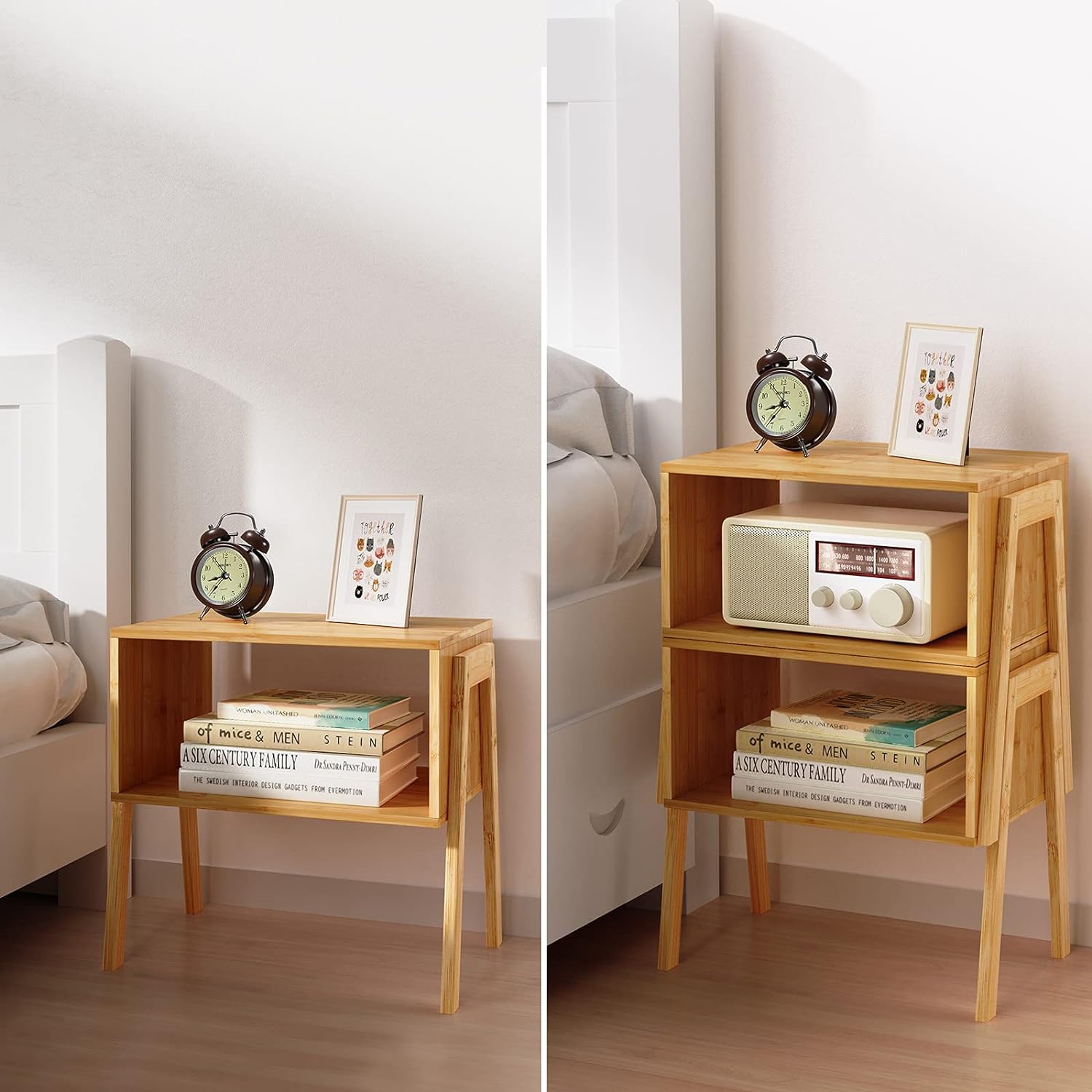 Pipishell Bamboo Stackable End Tables