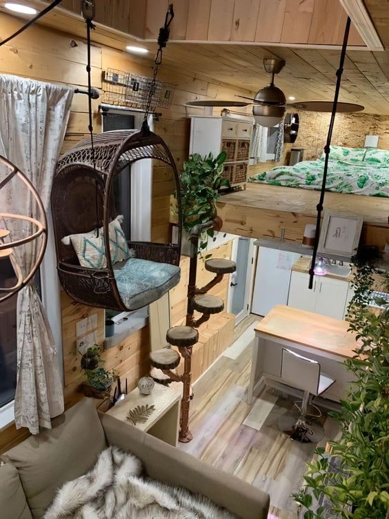 Rustic tiny house interior style