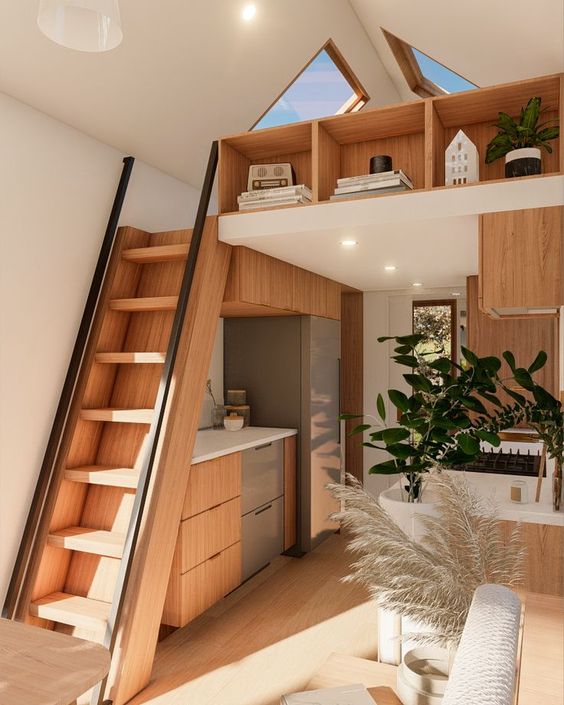 Scandinavian style tiny house interior