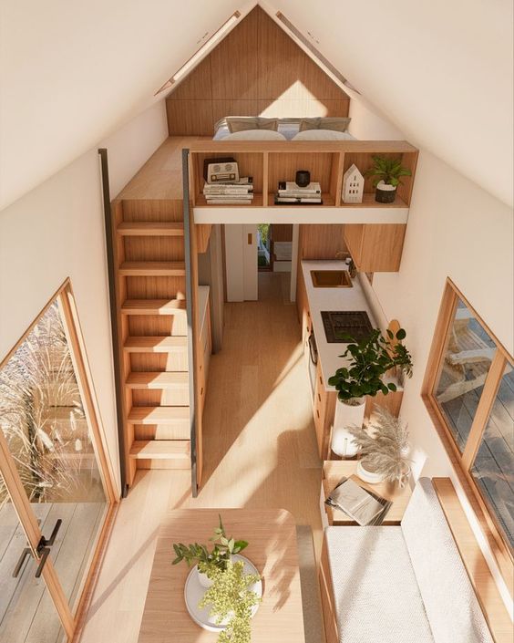 Scandinavian style tiny house interior