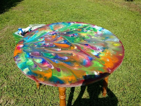 abstract painted coffee table