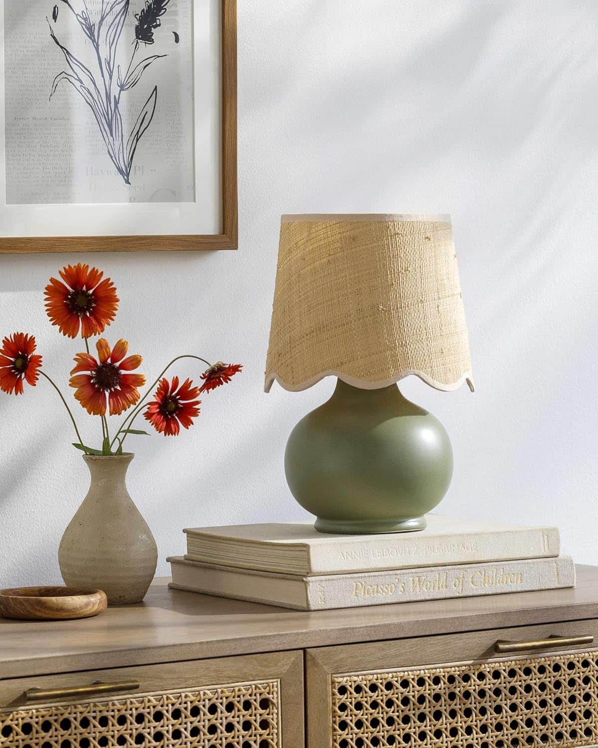 Theisseil Boho Ceramic and Jute Lamp