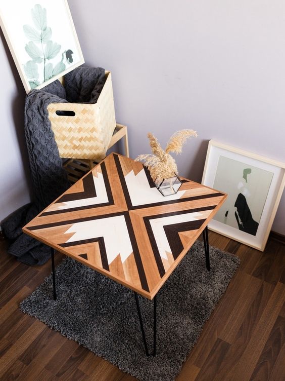 geometric patterns painted coffee table