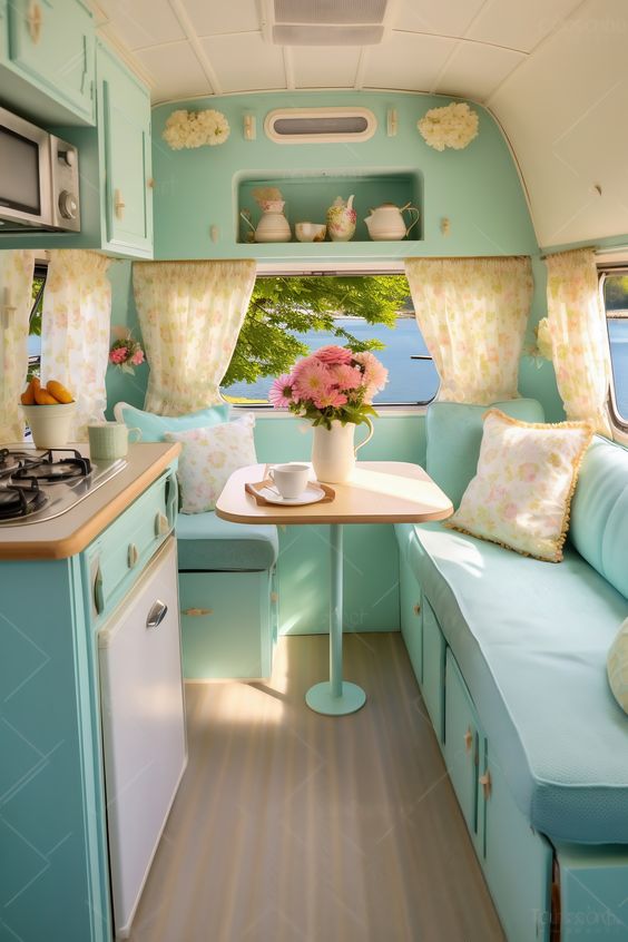 retro tiny house interior