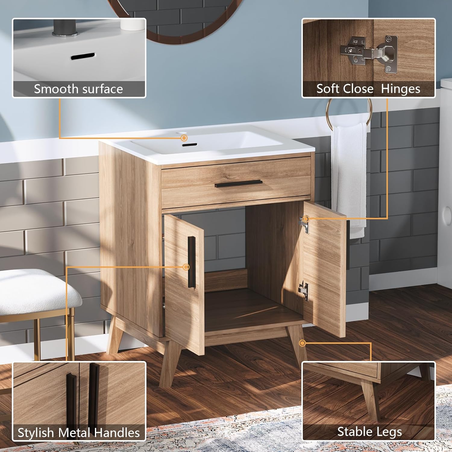 AMERLIFE wood bathroom vanity design