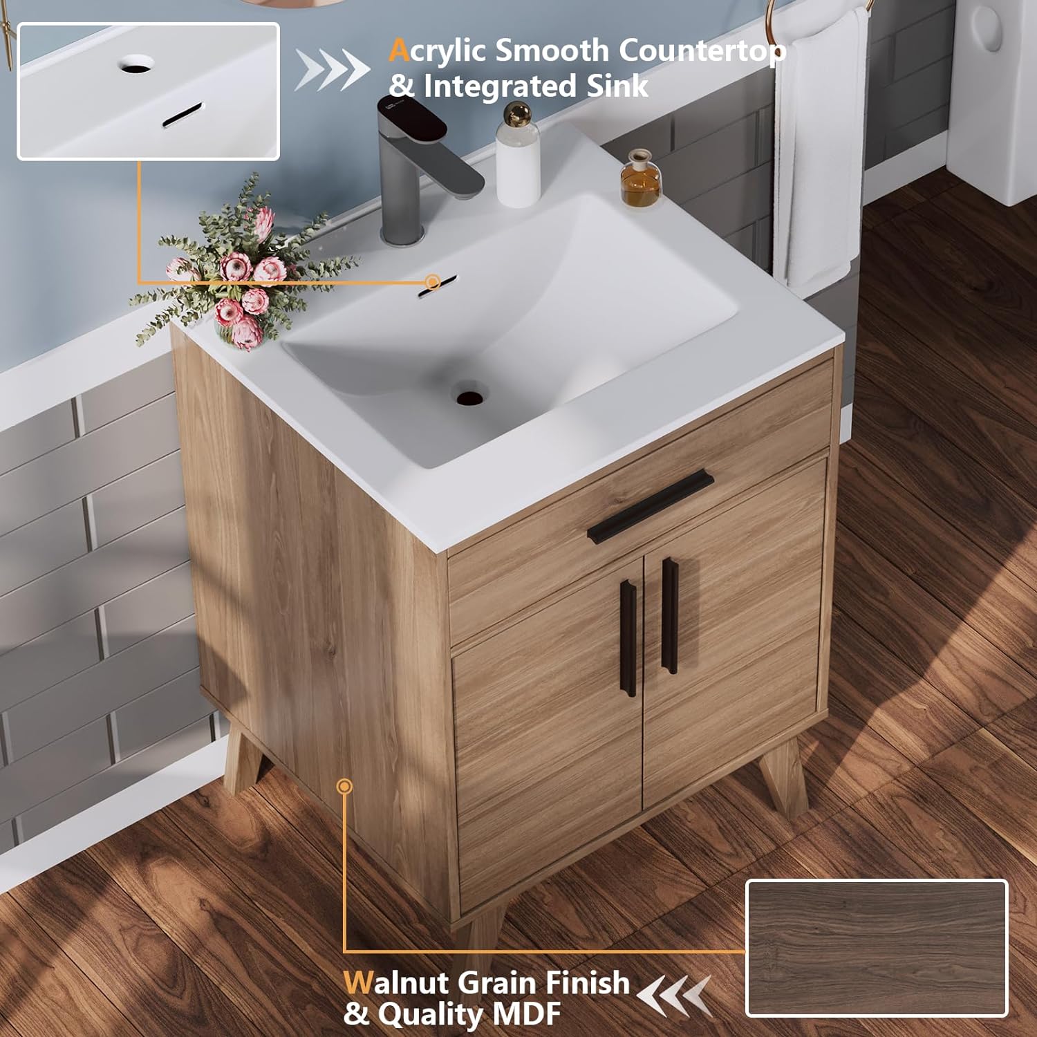 AMERLIFE wood bathroom vanity features