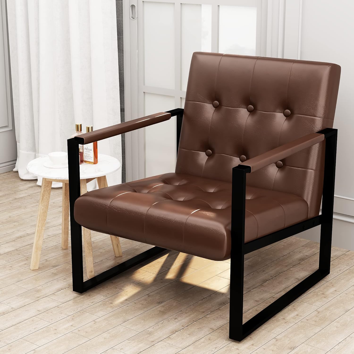 AWQM Tufted Faux Leather Accent Armchair