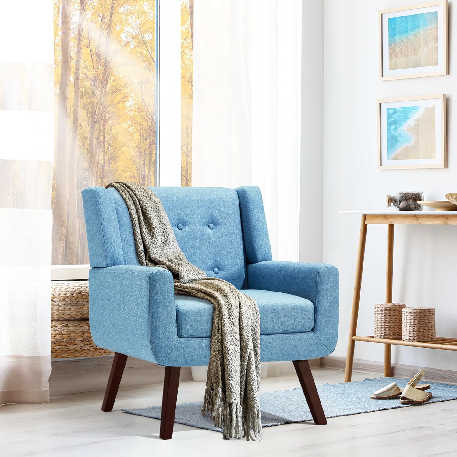 Antifir Padded Seat Blue Armchair
