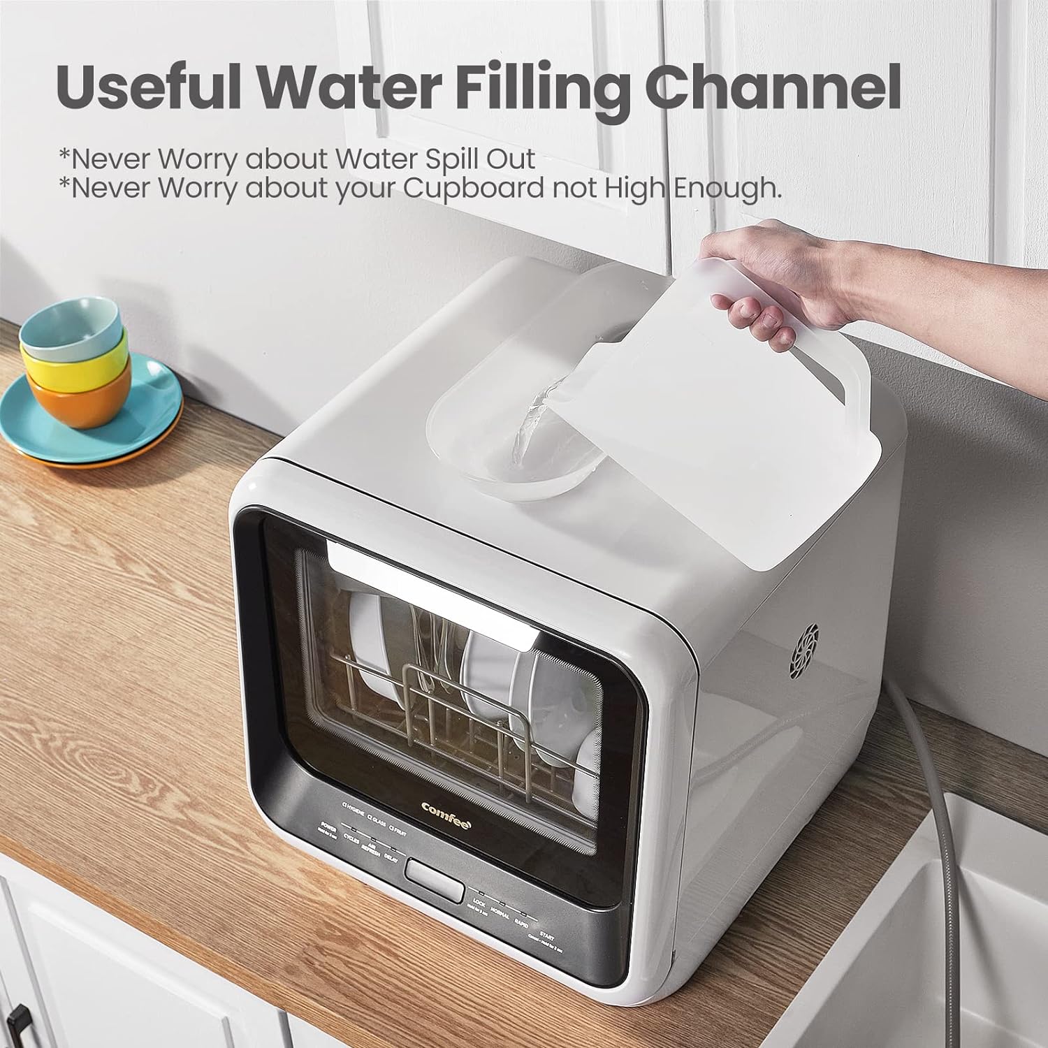 COMFEE Portable Mini Dishwasher water filling
