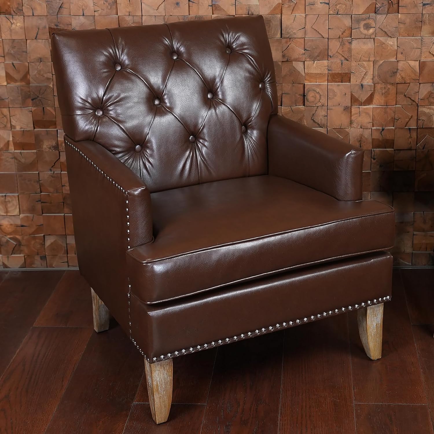 CONSDAN Leather Accent Armchair