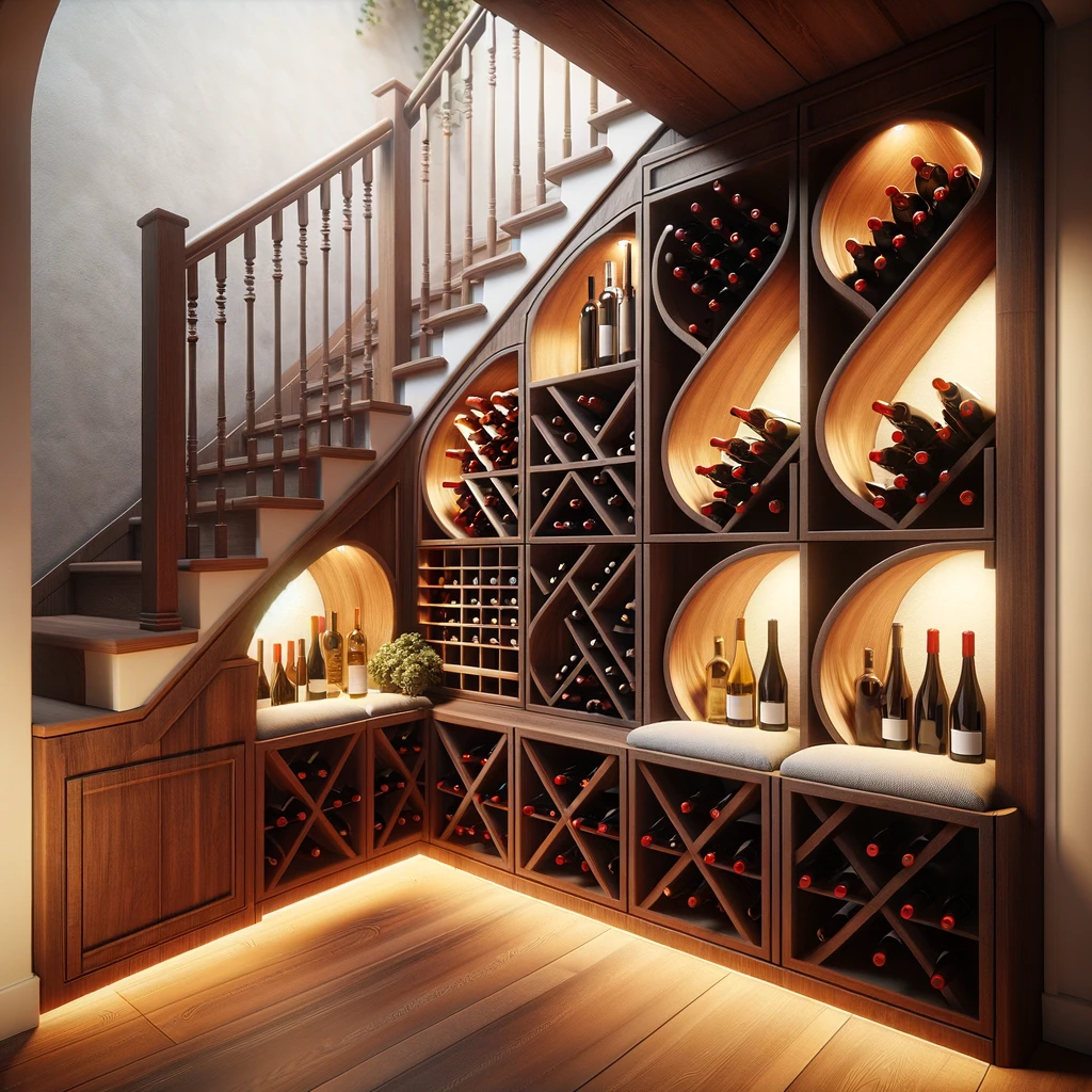 custom wine storage under stairs