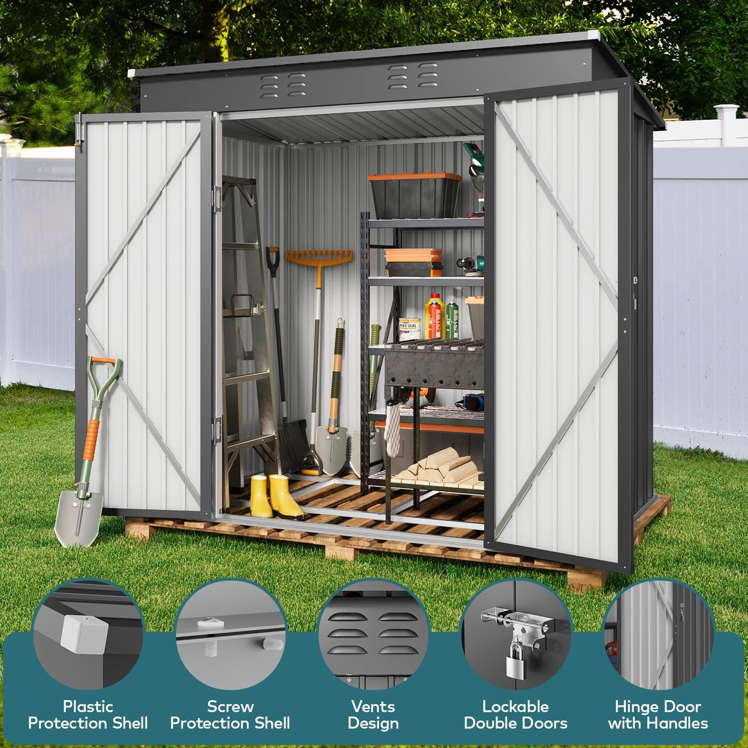 Gizoon 6x4 Outdoor Storage Shed features