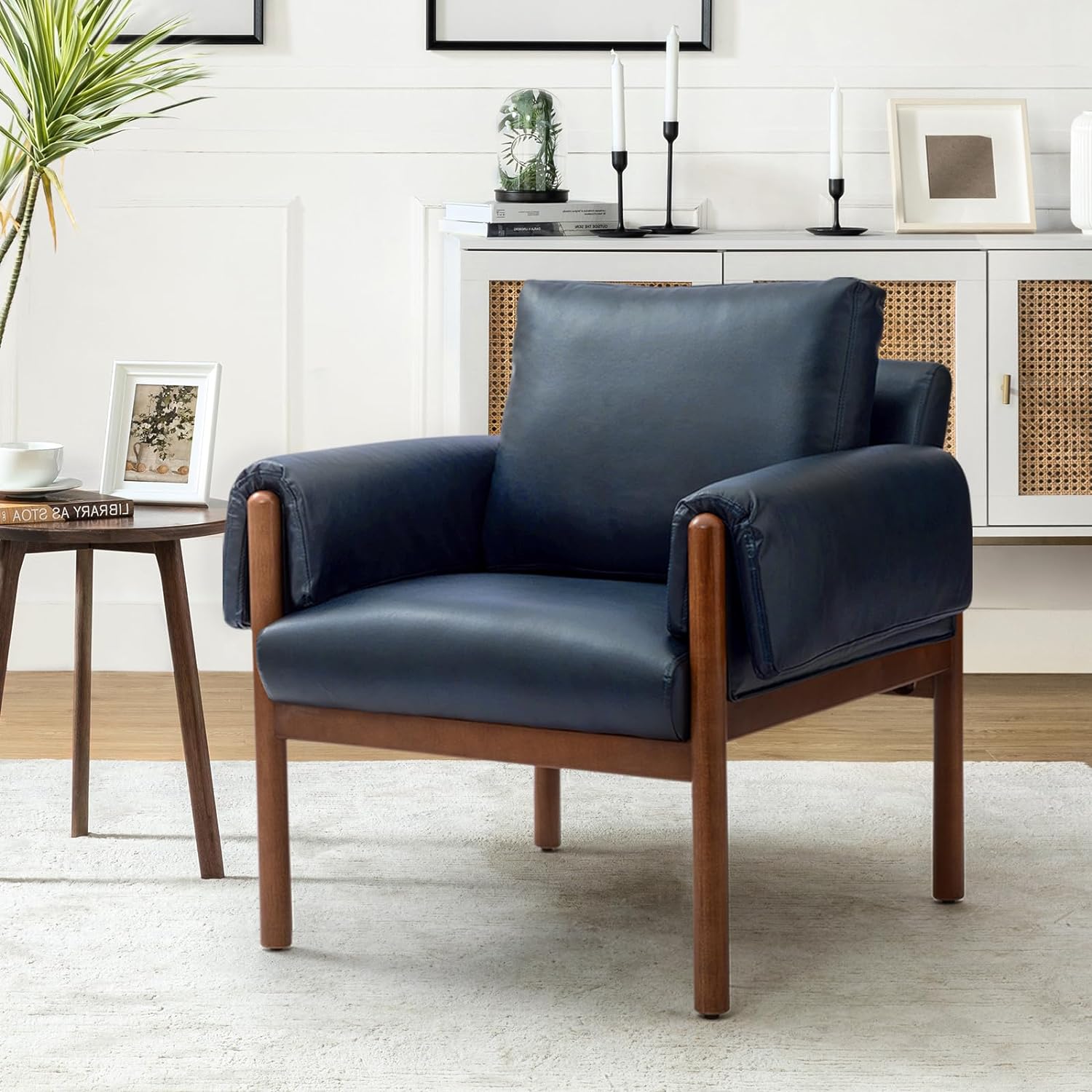HULALA HOME Faux Leather Accent Armchair