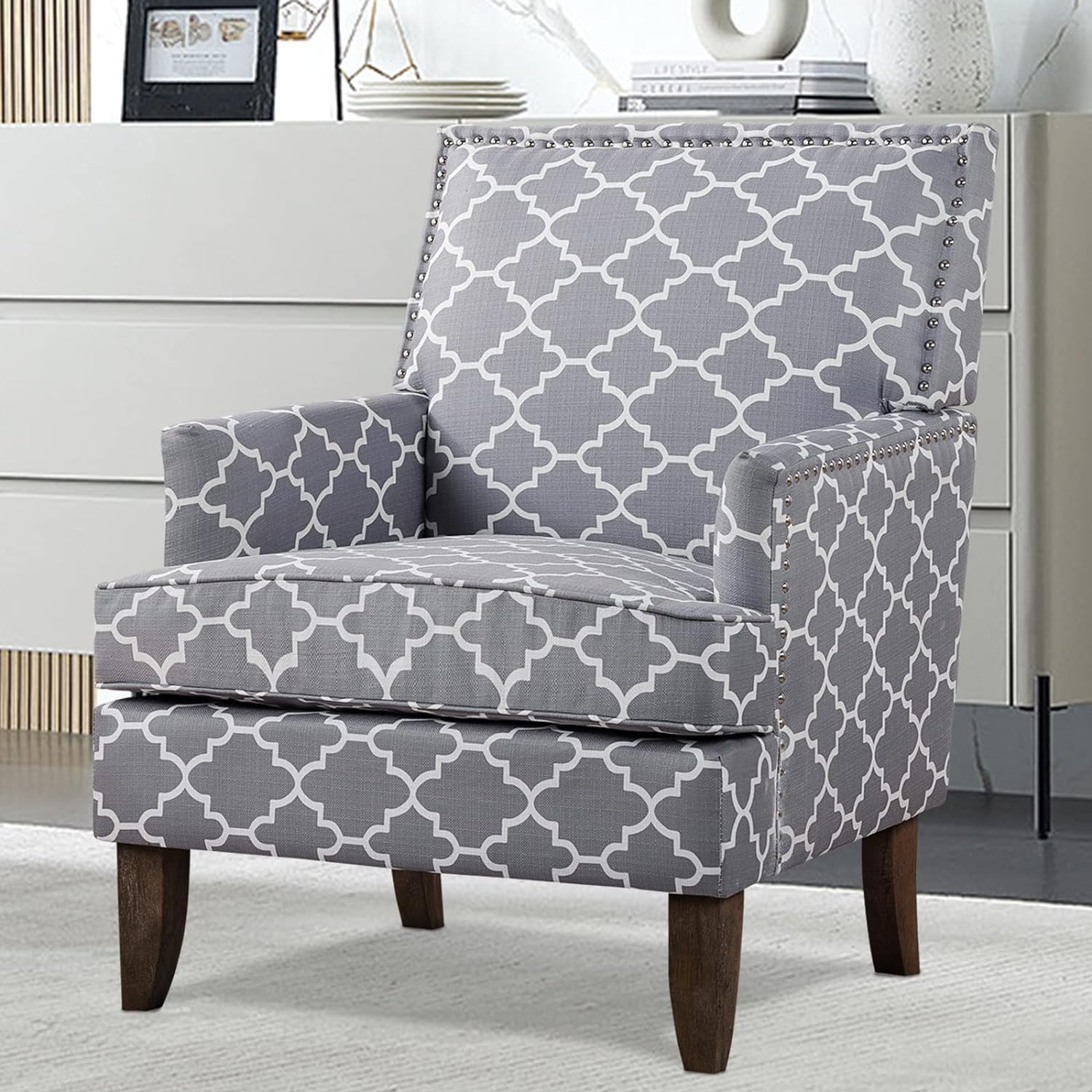 KUVENQIW Grey Pattern Accent Armchair